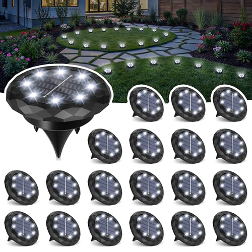 SOLPEX Mini Solar Ground Lights, 20 Pack Solar Lights Outdoor Waterproof, Landscape Lighting for Garden Pathway Driveway Walkway (Cool White) - color: Cool White, size: 20 Pack