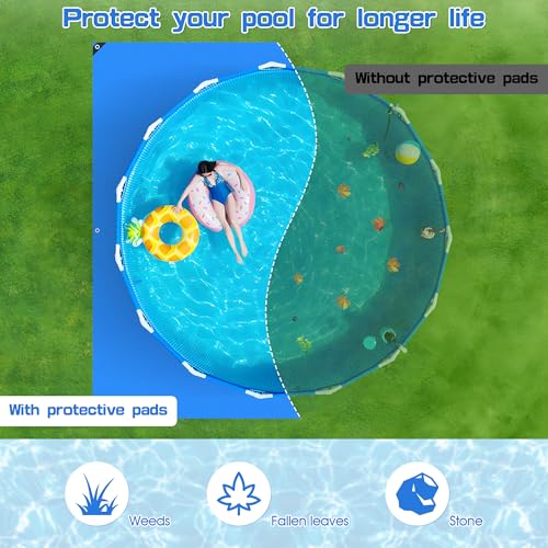 12x12Ft Swimming Pool Ground Cloth,Waterproof Square Swimming Pool Liner Pad for Above Ground Swimming Pools Heavy Duty Pool Ground Mat Protector Pad Pool Tarp