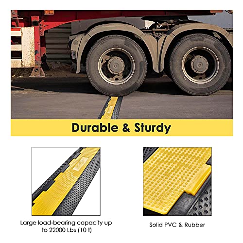 Yescom Cable Ramp Protector 2 Channel Garden Hose Protecitive 22000 Lbs Load Capacity Heavy Duty Speed Bump for Road Driveway Walkway - size: 1.8"H - 2 Channel