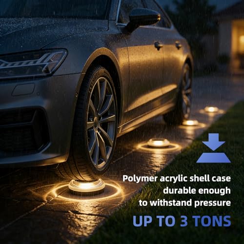 Solar Ground Lights Outdoor 12PK - IP67 Waterproof Solar Pathway Lights, Garden Lights Solar Powered, Outdoor Solar Lights for Yard, Landscape Lighting for Patio Driveway Backyard Decor(Warm White) - color: Rose - Warm White