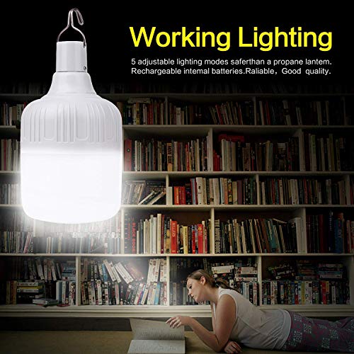 Camping Lantern LETOUR Dimmable 8800mAh LED Light Bulb 5 Lighting Modes Rechargeable Hanging Tent Light 5000 Lumen Portable Emergency Lantern Power Failure Emergency Survival Kits Snowstorm