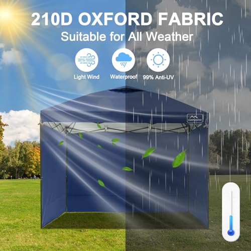 KAMPKEEPER 10X10 Canopy Tent Sidewalls with Zipper for Canopy Frame, 3Pcs Sunwalls Only, UPF50+ Waterproof Side Walls(Navy Blue) - color: Navy Blue