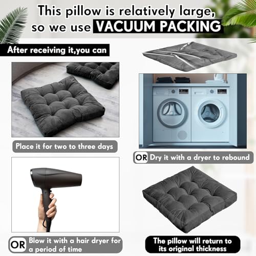 Jerify Floor Pillow Cushions Large Round Square Large Meditation Floor Pillow for Classroom Adult Meditation Picnic Party Seating Learning Daycare School(Square,Dark Grey,4 Pcs) - color: Dark Gray, size: Square
