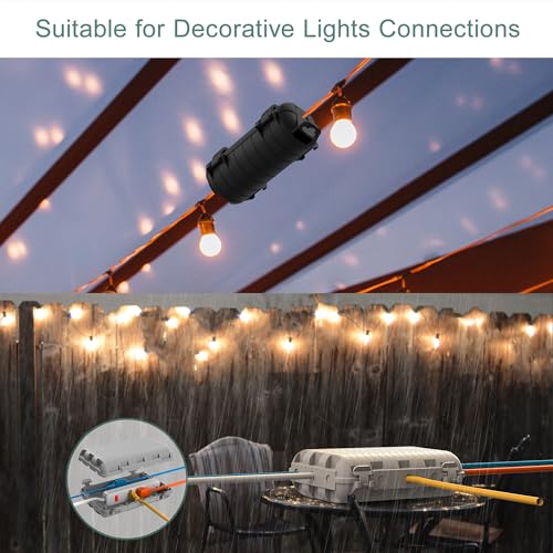 Outdoor Extension Cord Box, 3Pack Large Waterproof Electrical Box Plug Protector Cable Connection Safety Cover IP54 Water-Resistant for Power Strip, Holiday Light and Decorations, Grey+Black - color: Grey+2 Black
