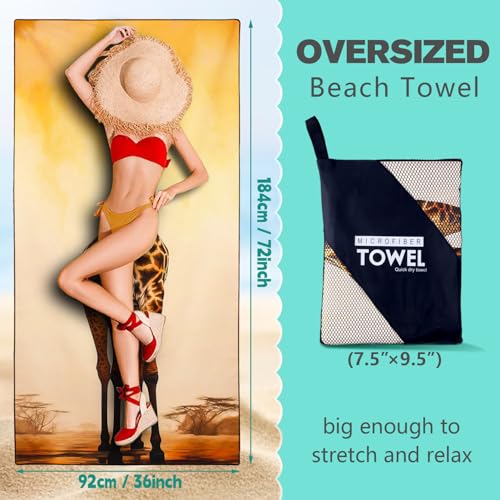 Brown Giraffe Beach Towel Oversized 36" x 72", Thin Lightweight Sand Free Quick Dry Microfiber Towel for Swimming Pool Cruise Camping Travel - color: Color_10