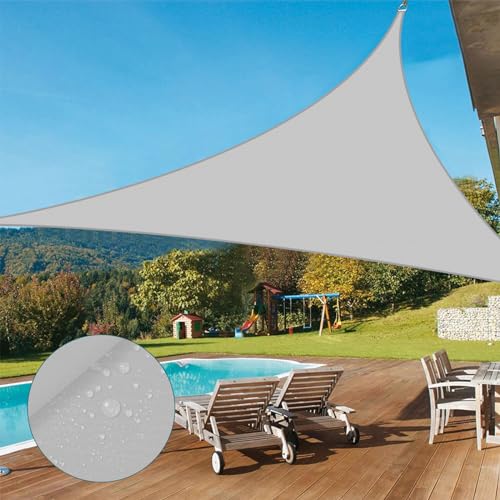 TANG 5'x5'x7' Waterproof Sun Shade Sail Triangle Outdoor Canopy UV Block Shade Cloth with Curved Edge for Patio Backyard Pool Pergola Cover, Light Grey - color: Light Grey, size: 5'x5'x7'
