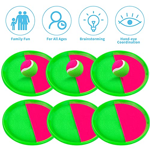 Outside Toys for Kids Ages 4-8 - Toss and Catch Ball Set, Kids Outdoor Games Yard Games for Kids and Adults with 6 Paddles and 3 Balls Toys for 3 4 5 6 7 8 Year Old Boys Girls Birthday - color: Green