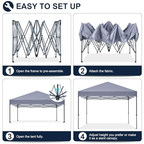 COOSHADE Durable Easy Pop Up Canopy Tent 12x12Ft(Gray) - color: Light Gray, size: 12x12Ft