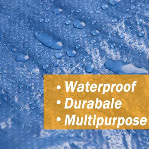 Heavy Duty Waterproof Tarp, 40x60 Feet, Blue Multipurpose Cover with Eyelets, 7 Mil Thickness