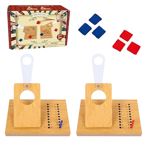 GOTHINK Portable Cornhole Game Set for Adults & Kids - Wooden Cornhole Board Set with 3 Blue 3 Red Cornhole Bean Bags, Excellent for Office Toss, Indoor & Outdoor Play - Gift for Boys & Girls Birthday - color: Mini Cornhole Set