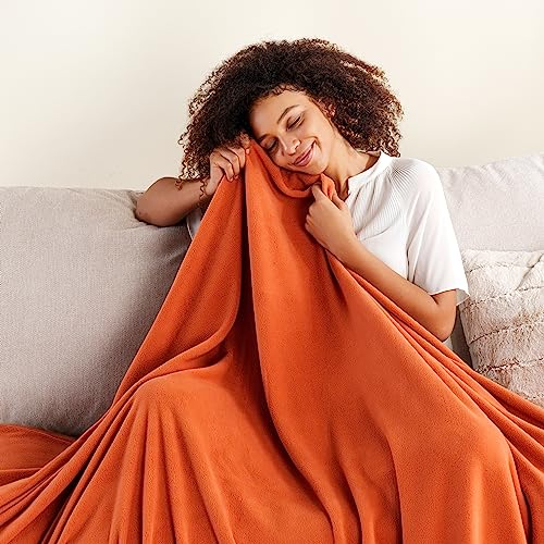 Berkshire Blanket Microfleece Throw Size Bed Throw Blanket Amberglow Orange,Lightweight Soft Breathable Plush Micro Fleece Throw Blanket for Travel,Bed and Couch,50x60 Inches - color: Amberglow, size: Throw/Throw XL