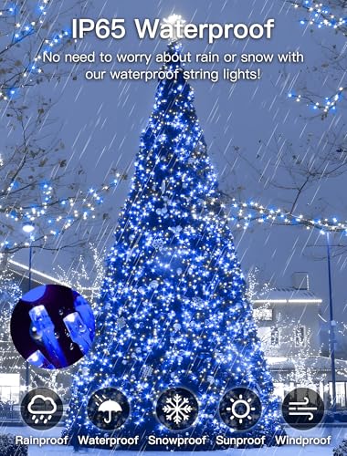 String Lights Indoor Bedroom, 33FT 100 LED Fairy String Lights Outdoor Waterproof, 8 Modes Memory Twinkle Christmas Light Plug in for Classroom Dorm Patio Tree Garden Decor (Cool White+Blue) - color: Cool White+Blue, size: 100LED