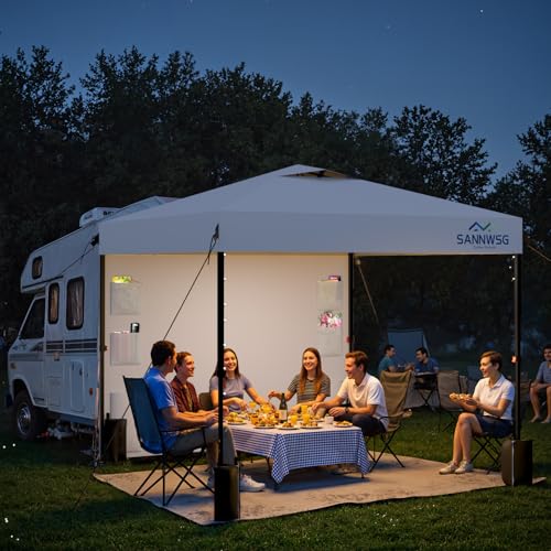 10X10 Pop Up Canopy Tent,Removable Pockets Sidewall for Extra Storage,Easy Up Canopy,Heavy Duty One Person Set Up Event Tent,White - style: 10x10 FT