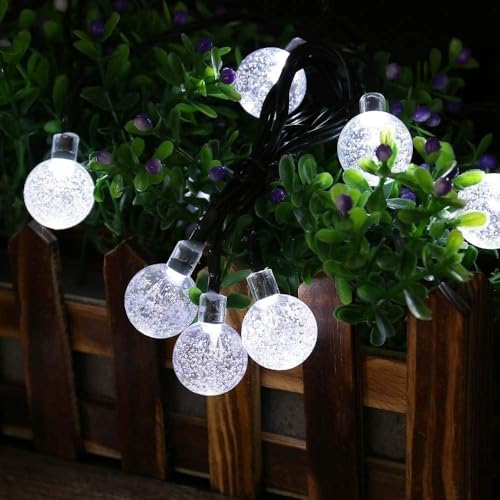 Toodour Solar String Lights Outdoor, 36ft 60 LED Globe String Light with 8 Mode, Waterproof Crystall Ball Lights Solar Patio Lights for Garden, Lawn, Patio, Gazebo, Yard, Outdoor Decor - Cool White - color: Cool White, size: 36ft