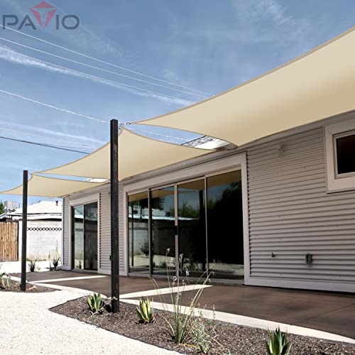 Patio Paradise 8' x 11'10" Sun Shade Sail Waterproof Beige Rectangle Shade Canopy UV Block Tarp Cloth Outdoor Patio Cover for Garden Backyard Deck Awning - color: Beige, size: 8' x 11'10"
