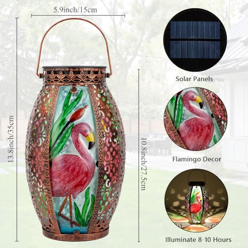 STARSOUL Solar Lantern Outdoor Waterproof, Hanging Solar Lantern for Patio Garden Yard Decor, Flamingo Garden Decor, Flamingo Gift for Women - color: Flamingo