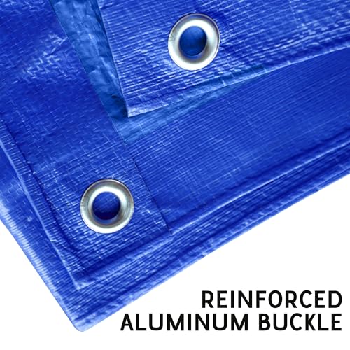 STARPYNG-7 Mil Blue 12x16 Feet Tarp-Multifunctional Blue Waterproof Tarpaulin-Waterproof, UV Resistant, Rip and Tear Resistant, Poly Tarpaulin with Reinforced Edges for Cover - color: Blue, size: 12x16FT