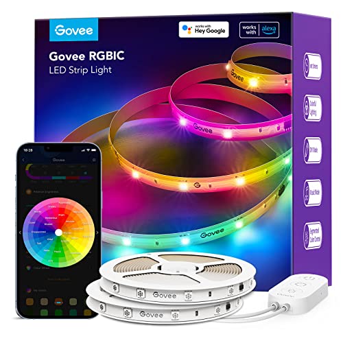 Govee Smart RGBIC LED Strip Lights 65.6ft, Alexa LED Light Strip Work with Google Assistant, Music Sync, DIY Multiple Colors on One Line, WiFi Color Changing Lights for Bedroom, Living Room, Holiday - size: 65.6ft