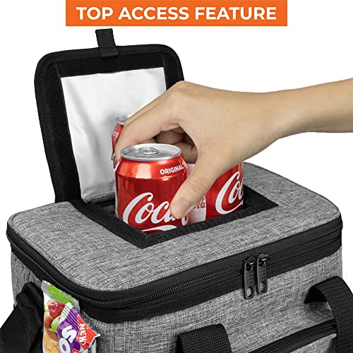 OPUX Soft Cooler Bag, Insulated Collapsible Lunch Cooler Bag for Men Work Camping Beach Travel, Portable Soft Sided Leakproof Waterproof Large Lunch Bag Box with Shoulder Strap 18 Cans, Heather Gray - color: Heather Gray, size: 18 Cans