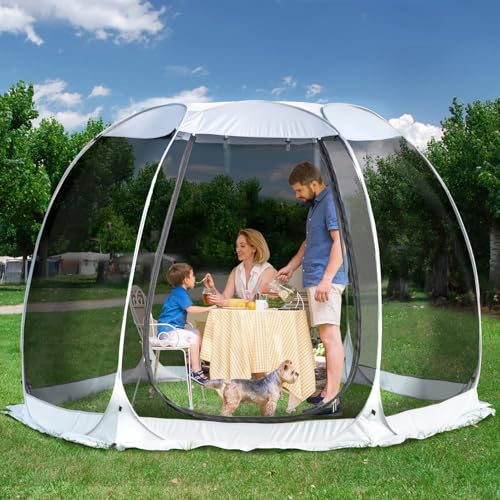 Alvantor 10'x10' Pop Up Screen House Tent, Instant Outdoor Gazebo with Mosquito Netting & UPF 50+ Sun Protection, Portable Canopy Shelter for Patio, Backyard, Camping (4-6 Person),Grey - color: Gray, size: 10'x10'