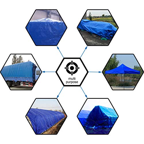 CARTMAN Finished Size 12x40 Feet Blue Poly Tarp 5 Mil Thick, Multipurpose Protective Cover for Camping, Tent, Boat, RV, Car - color: Blue/5mil, size: 12'×40'