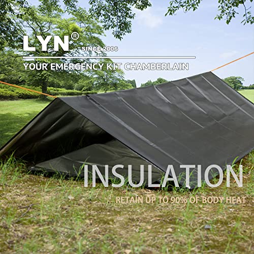 LYN Heavy Duty Emergency Blanket Survival Gear Waterproof Insulated Blanket Emergency Tarp for Camping, Hiking, Bushcraft - color: Dark