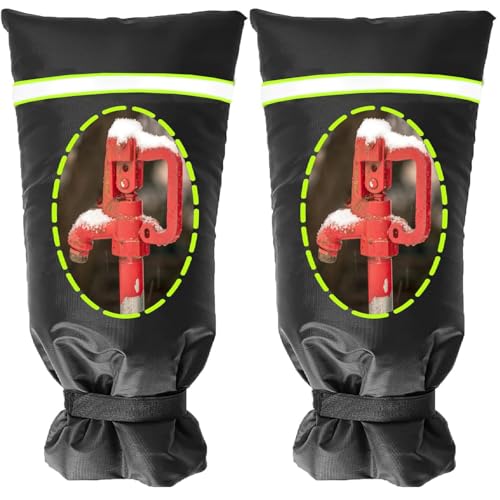2 Pack Outdoor Faucet Covers for Winter, 15" W x 35" H Outside Yard Hydrant Protector Socks Winter, Insulated Hose Bib Protector Cover, Spigot Pipe Cover Freeze Protection Black - size: 15" W x 35" H - 2 PACK