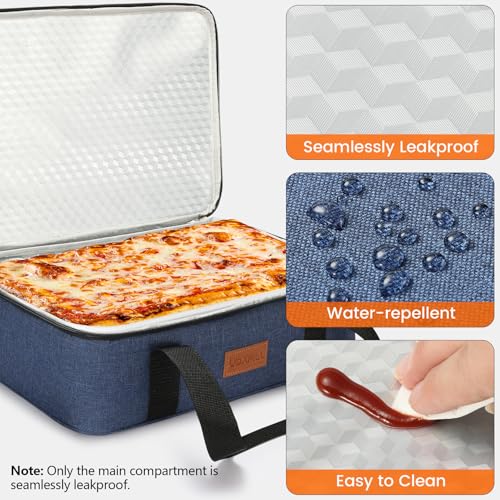 Food Warmer Electric Casserole Carrier - Large Heated Lunch Bag for Car Truck, 12V/24V/110V, Thermos for hot food for Potluck Cookouts Parties Picnic,Lasagna Lugger,Fits 9"x13" Baking Pan - size: gray