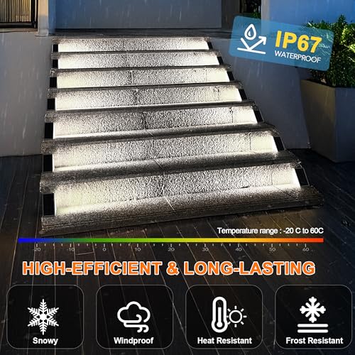AUDLES Solar Step Lights - Waterproof Outdoor Decor, IP67 Solar Lights for Yard, Patio, Garden, Walkways, Front Door, Pathway, Driveway (12) - color: Cool White, size: 12 Pack