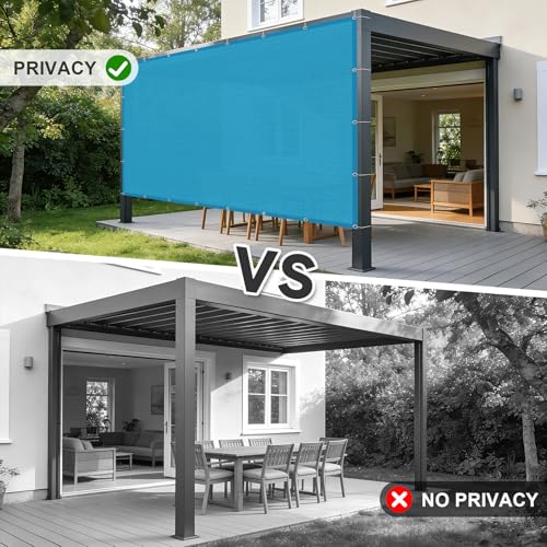 Cool Area Sun Shade Cloth with Grommets 3/4/6/8/10/12/16/20 FT Shade Panel Shade Tarp Screen Fabic for Outdoor Patio Pergola Cover Deck Garden, 6x10 FT, Turquoise Blue - color: Turquoise Blue, size: 0 6'X1 0'