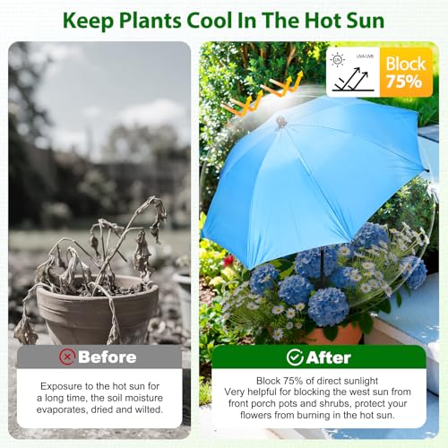 Garden Umbrellas for Plants Flowers, 4 Pack Plant Shade Umbrellas for Outdoor Plants Flowers, Plant Shade Umbrella with Stake for Potted Plants, 43.3" Height Large Plant Sun Shade Cover UV Protection - size: Standard 25-inch Canopy Diameter