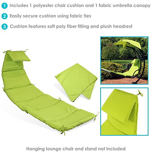 Sunnydaze Hanging Chair Cushion Replacement and Floating Umbrella Fabric Only - Curved Hanging Lounge Chair Cushion Replacement - Green - color: Apple Green
