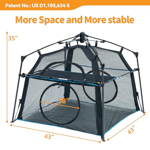 Extra Large Catio Outdoor Cat Enclosure, 2-Tier Foldable Cat Tent with 3 Doors for Patio, Balcony, Indoor & Camping, Weatherproof Sunproof Cat Playpen with Carry Bag Included（Patented） - style: A-2 Tier Cat Tent Blue