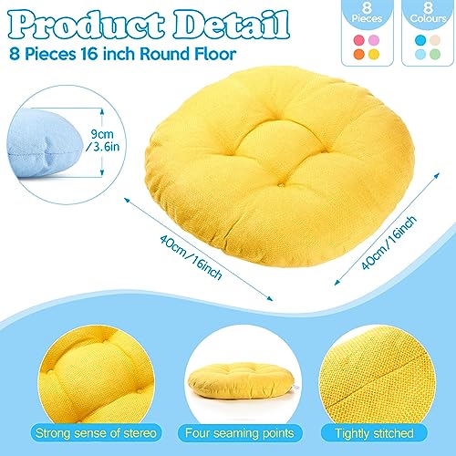 Fumete 8 Pcs 16 Inch Round Floor Cushions for Kids and Toddlers, Flexible Seating Classroom Furniture Floor Pillow for Home, Daycare, Preschool, Yoga and Meditation (Simple) - color: Simple