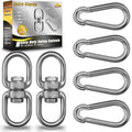 2 Pack Swing Swivels, 304-Stainless Steel Swivel Ring, Heavy Duty Double Ended Swivel Eye Hook with Snap Hooks, Swing Spinner Hanger for Web Tree Swing, Hammock - color: Silver, size: M8 x 2Pack