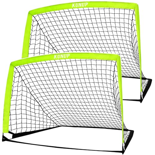2 of 5×3 6x4 9x5 FT Portable Kids Soccer Goals Set, Foldable Soccer Practice Nets for Backyard with Carrying Bag for Toddler Youth Pop Up Soccer Training Equipment Indoor Outdoor Sports Game Gift - color: Optic Green, style: 5x3FT