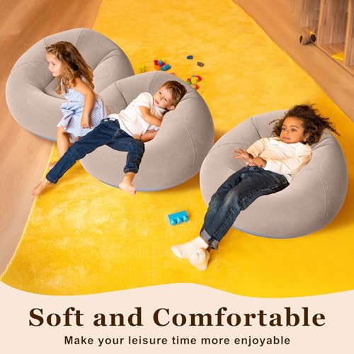 Realspring Inflatable Bean Bag Chairs Outdoor Blow up Camping Chairs Inflatable Lazy Sofa Folding Portable Bean Bag Loungers Couch for Movie Night(Coffee,4 Pcs) - color: Coffee