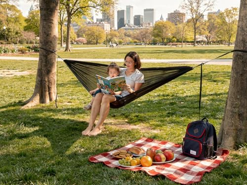 Night Cat Ultralight Pocket Hammock: Durable Tree Hammock Tear-Resistant HMPE Ripstop High Strength Fabric Only 0.66lb Max Load 330lbs Portable for Solo Hiking Backpacking