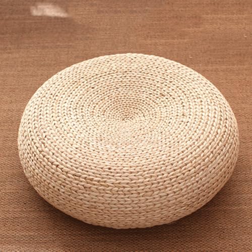 Round Woven Floor Pillow,Straw Flat Seat Cushion,Handmade Floor Pouf Mat,Natural Seat Cushion Boho Living Room Decor(Size:Small,Color:Style 1) - color: Style 1, size: Small