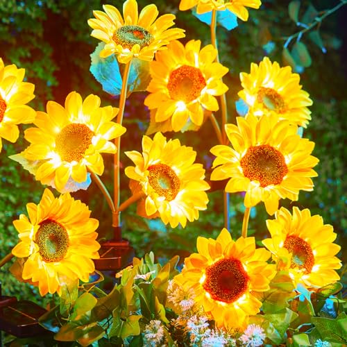 Brightown Outdoor Solar Garden Lights - 4 Pack LED Flower Lights with Larger Sunflowers, Bigger Solar Panel, Waterproof for Outside Yard Patio Garden Decorations - color: Sunflowers