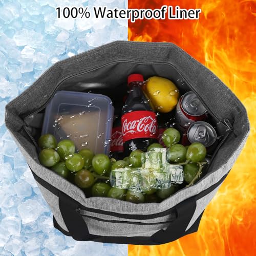Insulated Reusable Tote Bag for Grocery Shopping for Women, Insulated Pizza/Food Delivery Bag to Keep Food Cold/Hot, Waterproof PRO, Grey, 1PK - color: Grey, size: Waterproof PRO