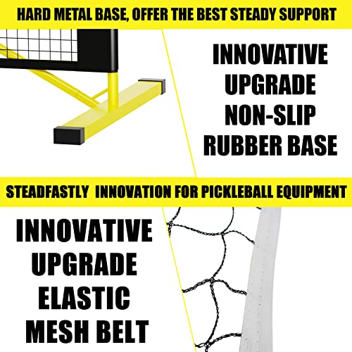 PICKLETECH 4.0 Slim Version Portable Pickleball Nets Outdoor Game 22 FT Pickleball Net-USAPA Regulation Size-Pickle Ball Net System with Carrying Bag for Driveway - color: Yellow, size: 2in 1