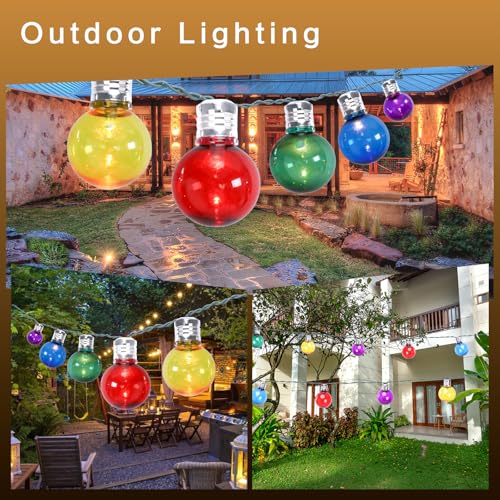 Afirst Solar Colored String Lights 15FT with 15 LED Bulbs Waterproof Christmas Lights for Patio Holiday Party - color: Multicolor