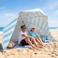 UPWELL Beach Tent Easy Set Up Canopy Sun Shelter Shade with UPF 50+UV Protection Portable Beach Umbrella Outdoor Sunwall with Sand Pockets for Fishing Backyard Camping(Sea Salt Stripe) - color: Sea Salt Stripe