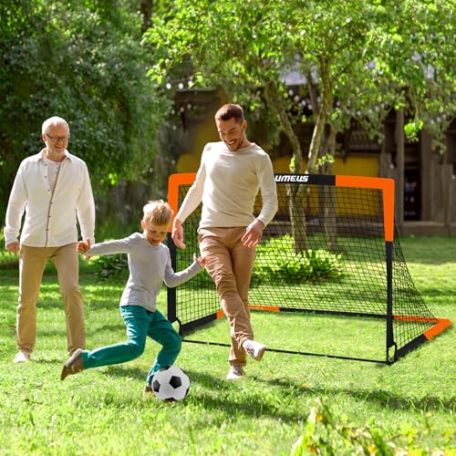 Kids Soccer Goals for Backyard Set of 2, 4 x 3 ft/6 x 4 Toddler Soccer Goal Training Equipment with Soccer Ball, Cones, Pop Up Soccer Net for Kids Age 3-5 4-6 6-8 8-12 10-12 Outdoor Games Sports Gifts - color: Orange Black, style: 4' x 3'