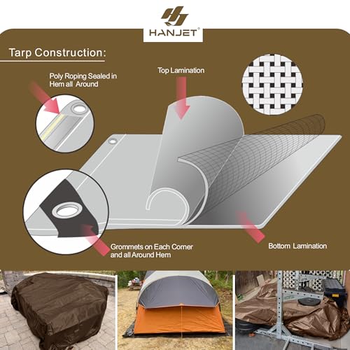 Waterproof Tarp Heavy Duty 9 Mil Thick Material - 10 x 12 Feet, Brown Sliver - color: 9mil Brown/Silver, size: 10x12 FT