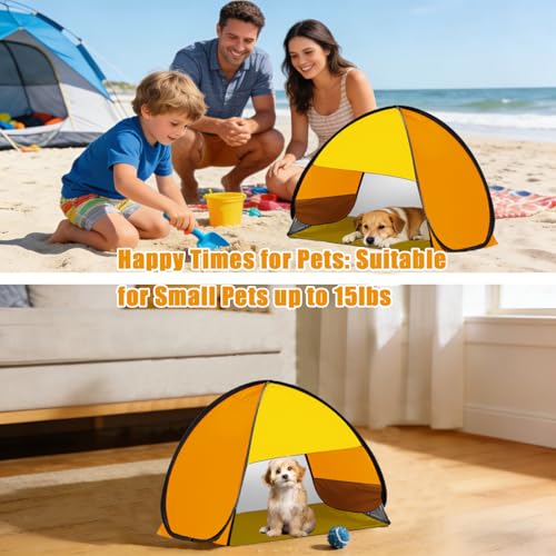 Mini Pop Up Beach Tent, Automatic Instant Mini Dog Tent for Dog Shade & Head Canopy, Laptop Shade for Working Outside, Portable Lightweight Mini Pop Up Canopy for Camping Hiking Picnic (Yellow-Orange) - color: Yellow-orange