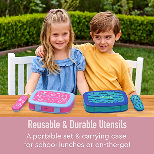 Bentgo Kids Utensil Set - Reusable Plastic Fork, Spoon & Storage Case - BPA-Free Materials, Easy-Grip Handles, Dishwasher Safe - Ideal for School Lunch, Travel, & Outdoors (Lavender Galaxy) - color: Lavender Galaxy