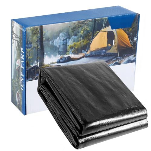 XL Heavy Duty Tarp 7x9 ft - All-Weather Tent 5 Mil Tarp Ground Nails Reinforced Corners Equipped Storage Bag for Truck, Boat, & Outdoor Furniture Covers Resistant Year-Round Use Multipurpose Tarps