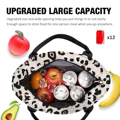 Aosbos Lunch Tote Bag, Insulated Lunch Box for Women, Leakproof Lunch Cooler Purse for Work, Leopard Print - color: B. Leopard
